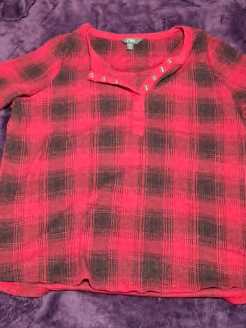 Red Checkered Long Sleeve Shirt by Terra & Sky No Call Outs